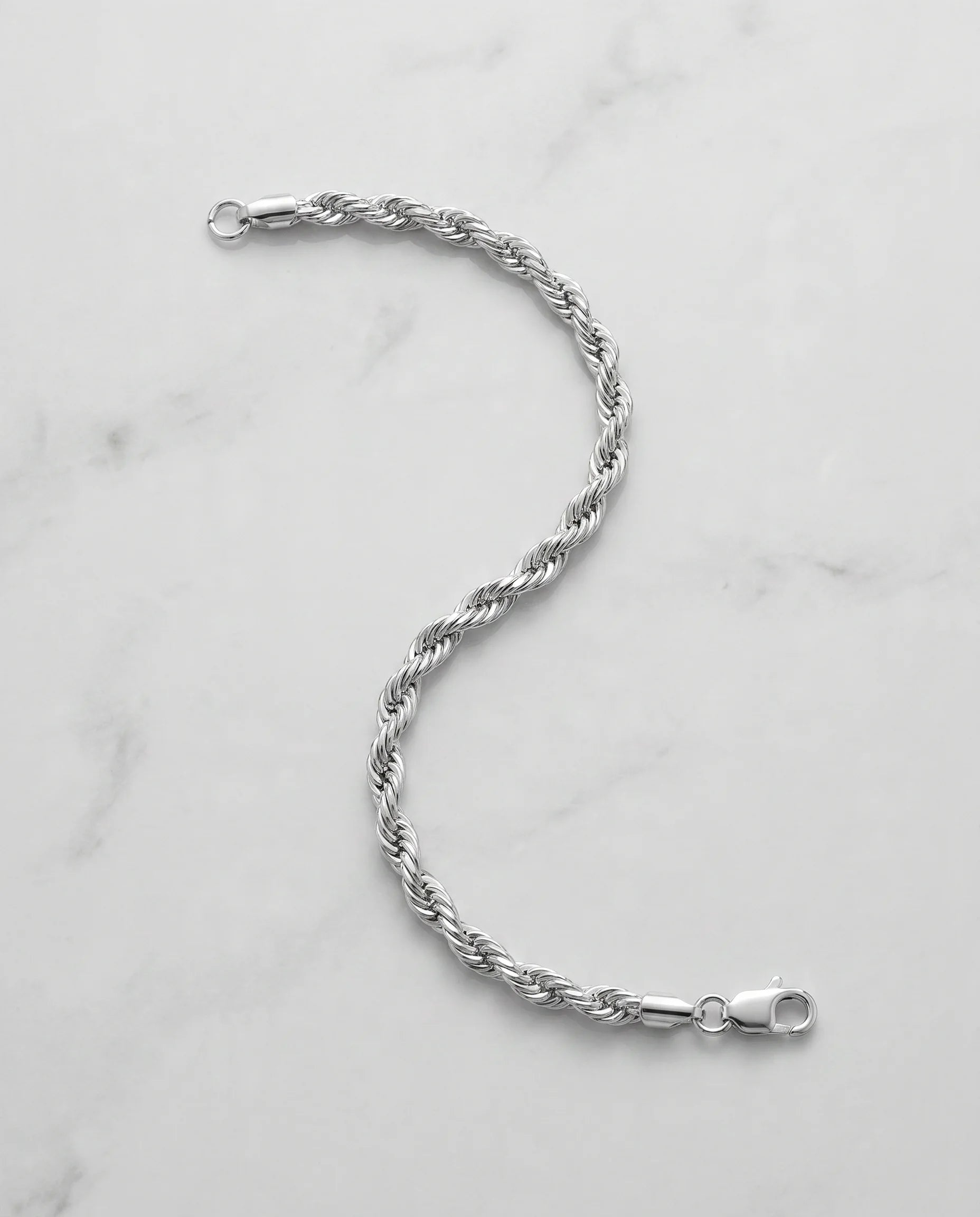 4MM ROPE BRACELET - WHITE GOLD