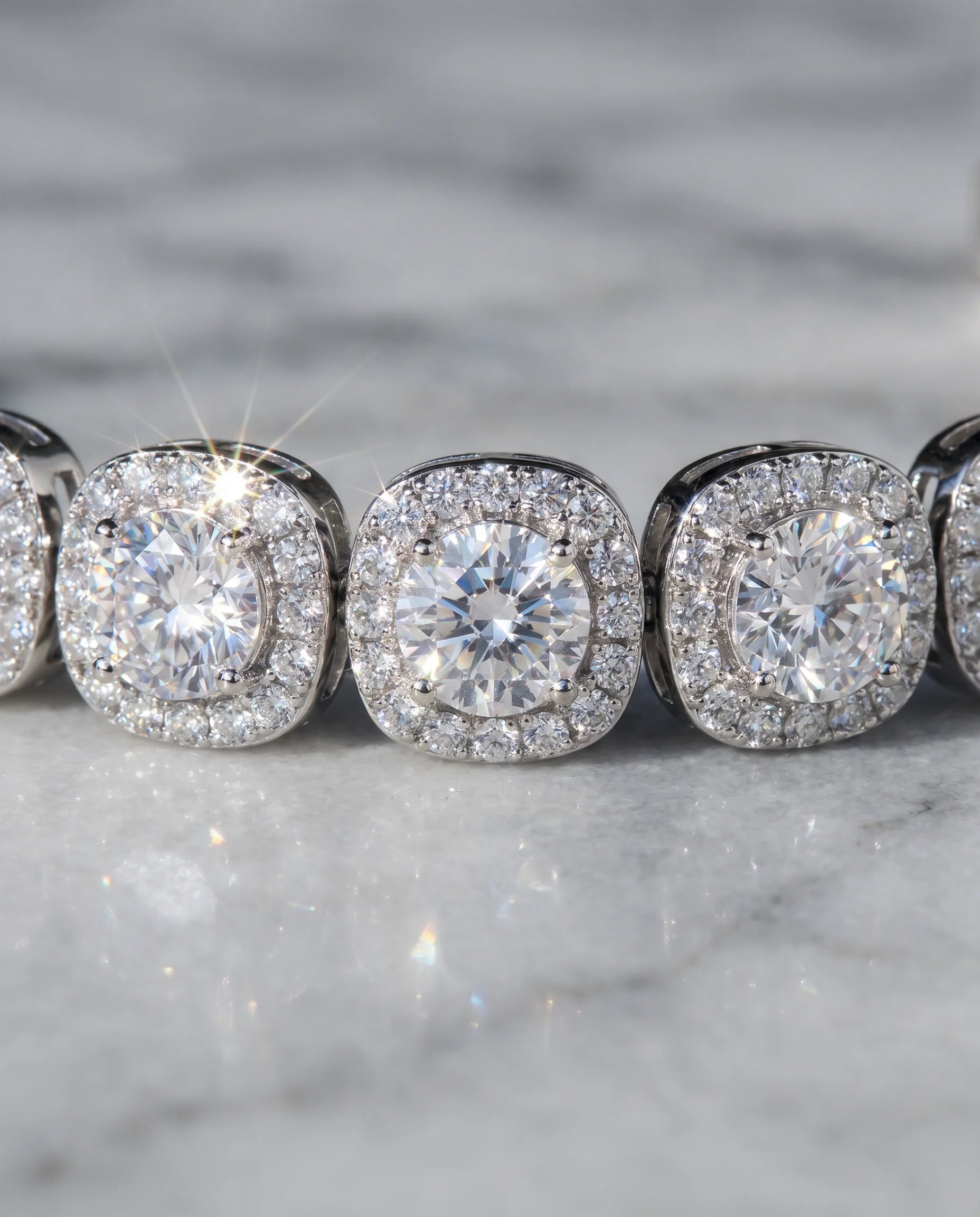 10MM CLUSTERED TENNIS BRACELET - WHITE GOLD