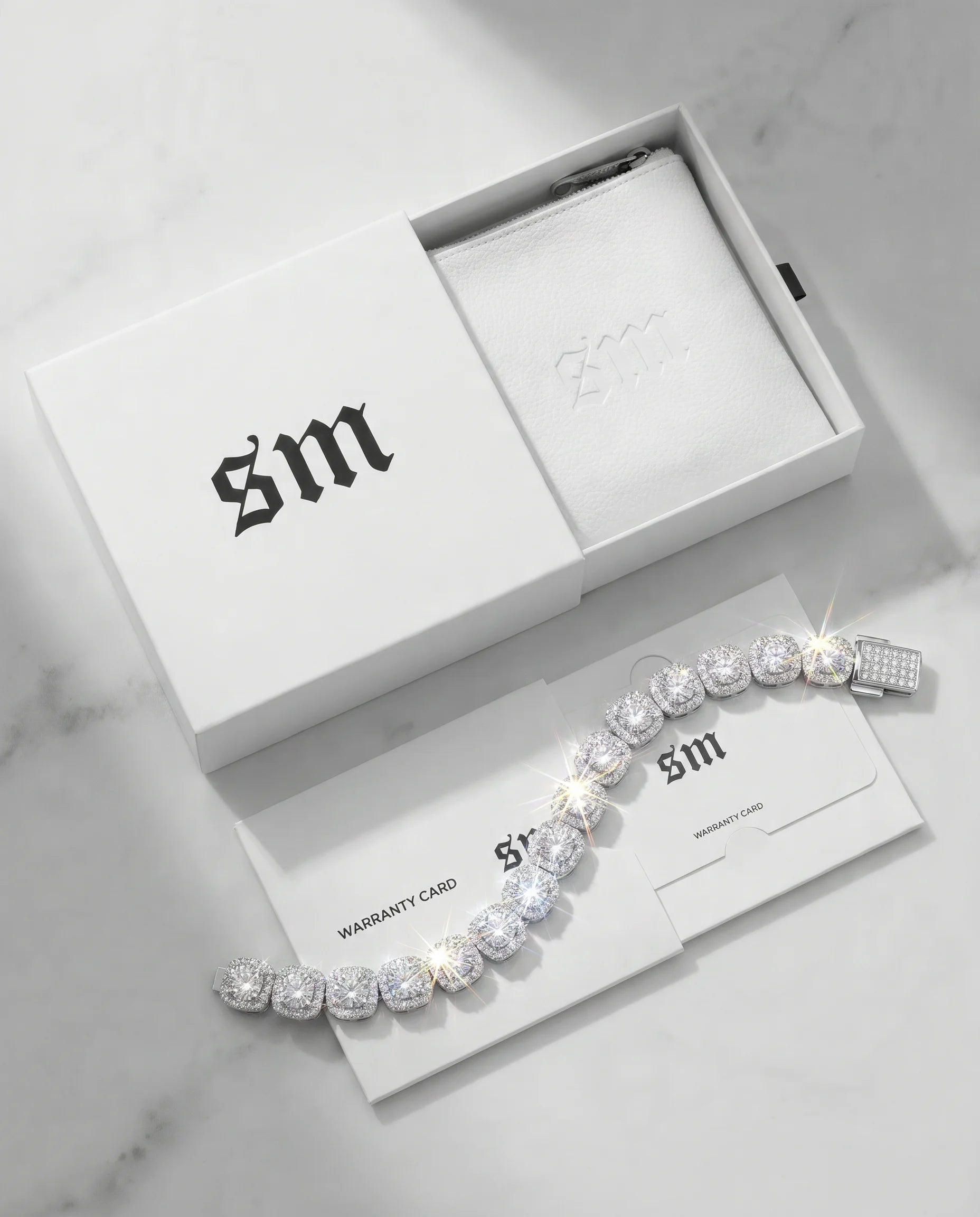 10MM CLUSTERED TENNIS BRACELET - WHITE GOLD