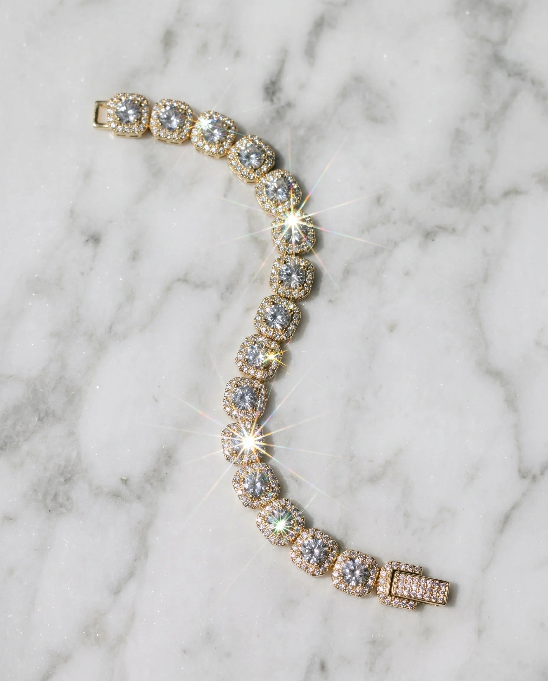 10MM CLUSTERED TENNIS BRACELET - 18K GOLD