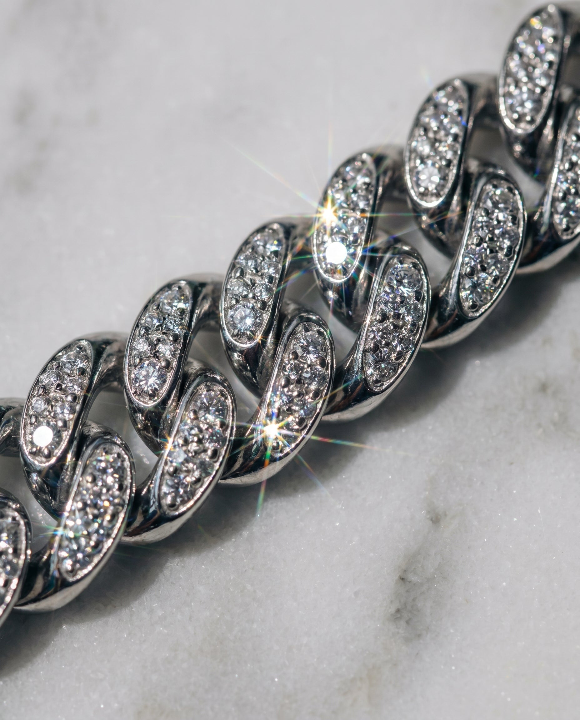 14MM CUBAN BRACELET - WHITE GOLD