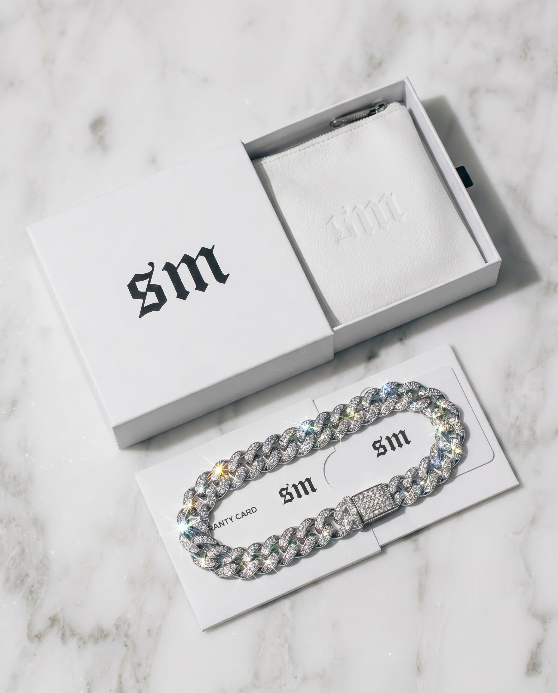14MM CUBAN BRACELET - WHITE GOLD