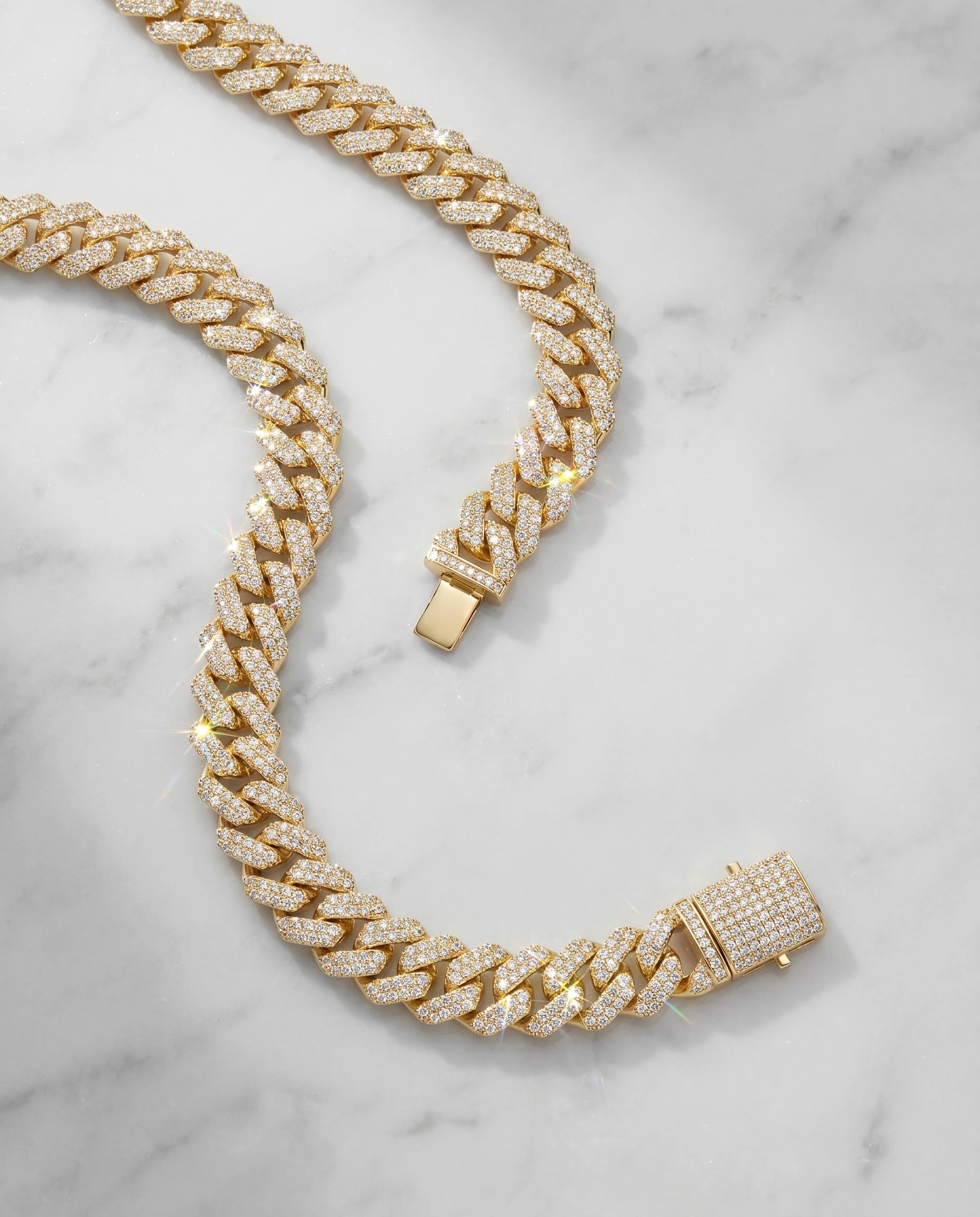 14MM CUBAN PRONG CHAIN - 18K GOLD