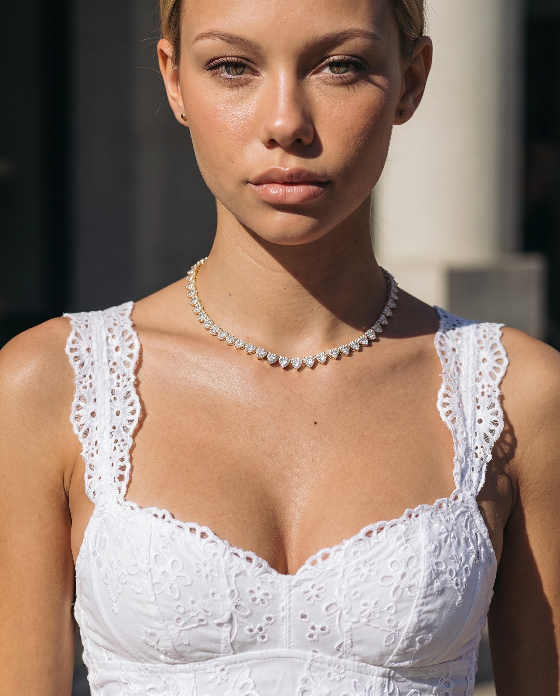 7MM HEART CUT CLUSTER TENNIS CHAIN - 18K GOLD