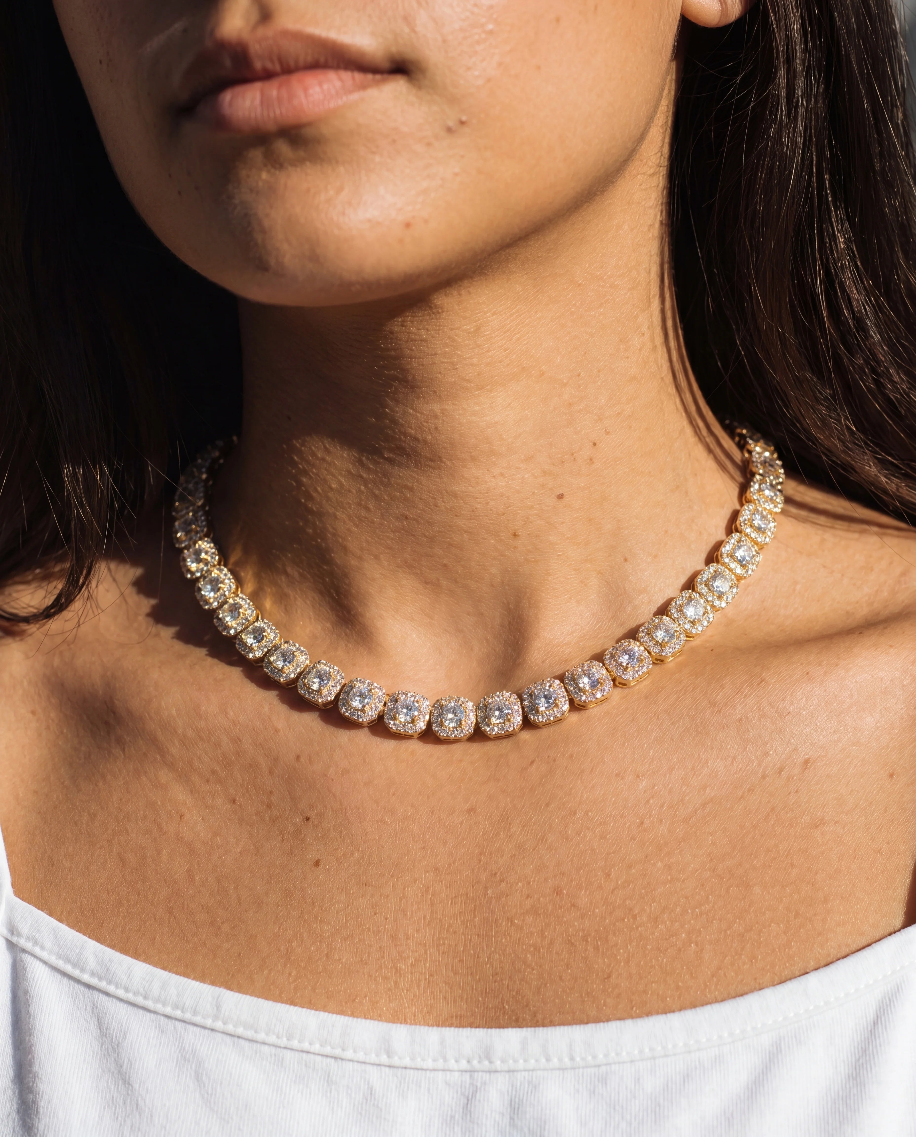 10MM CLUSTERED TENNIS CHAIN - 18K GOLD