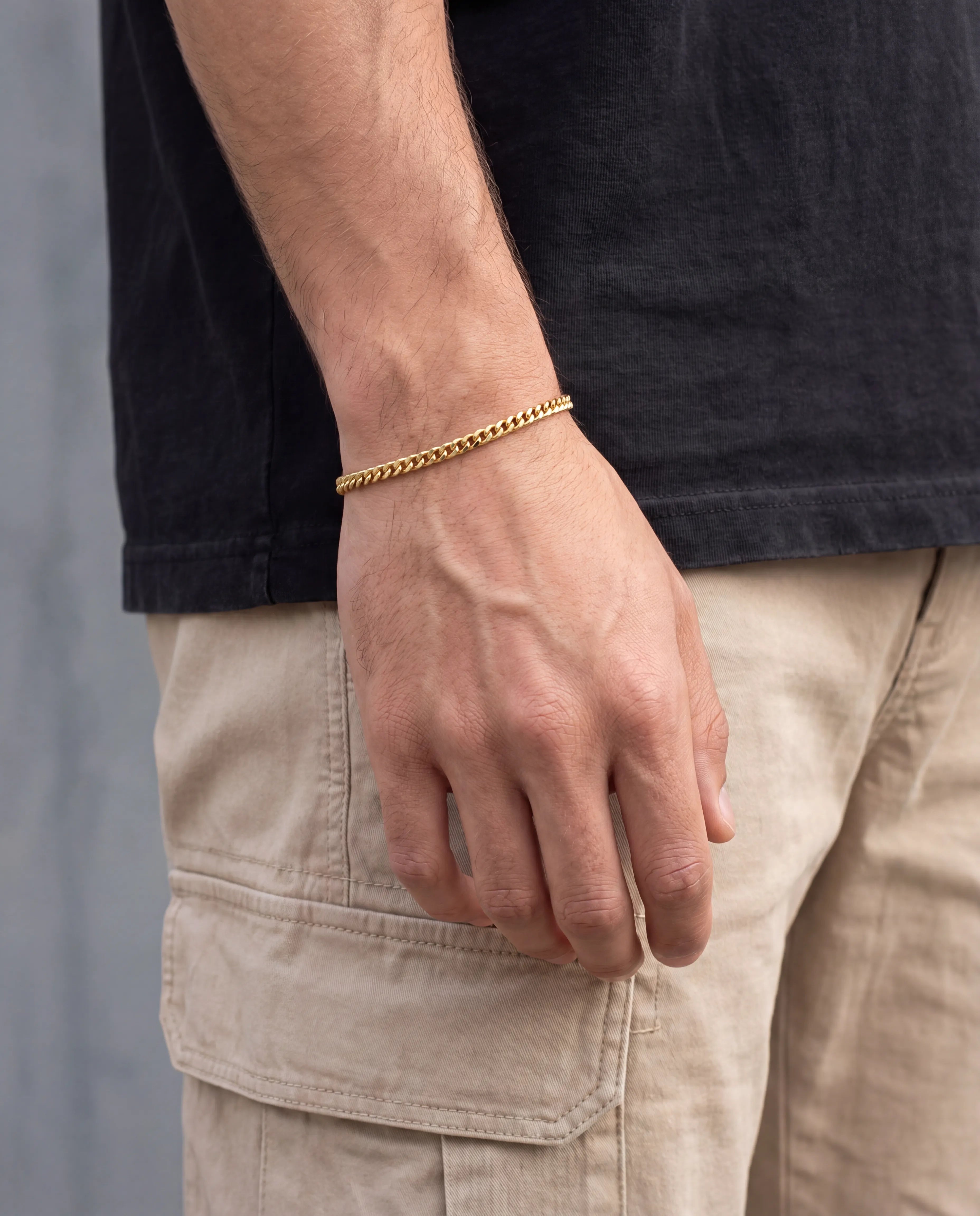 3MM CLEAN CUBAN BRACELET - 18K GOLD