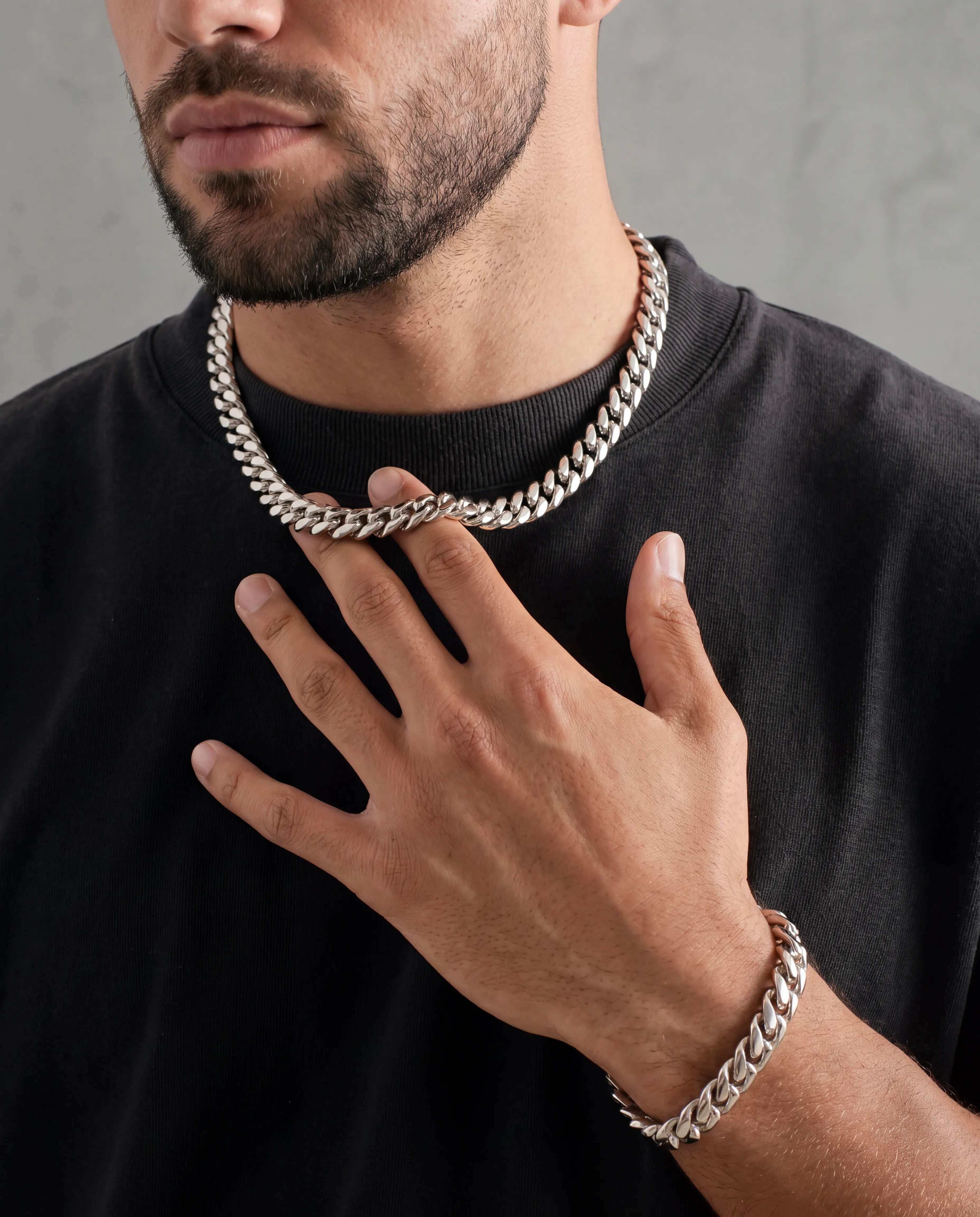12MM CLEAN CUBAN BRACELET - WHITE GOLD