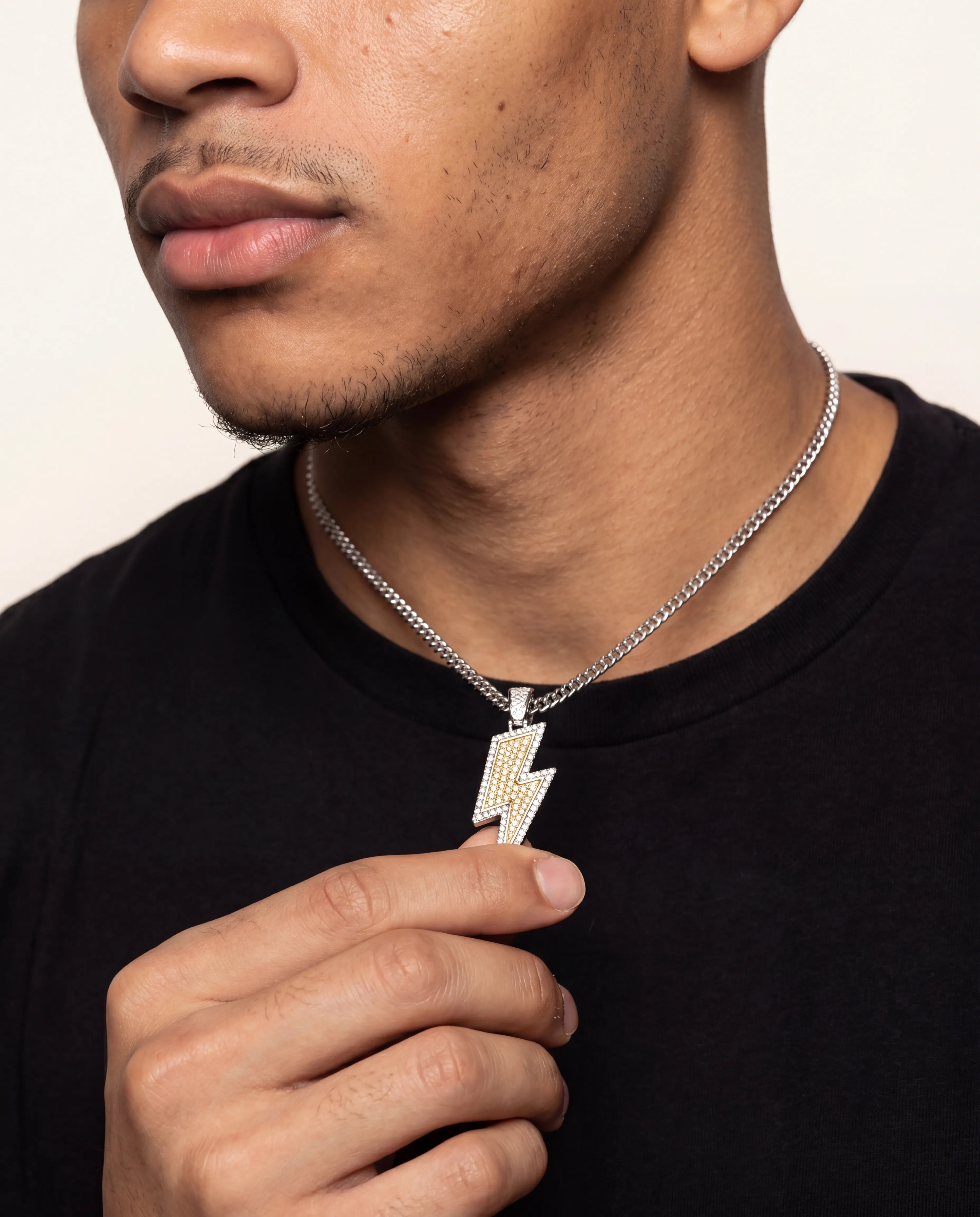 LIGHTNING BOLT PENDANT - WHITE GOLD