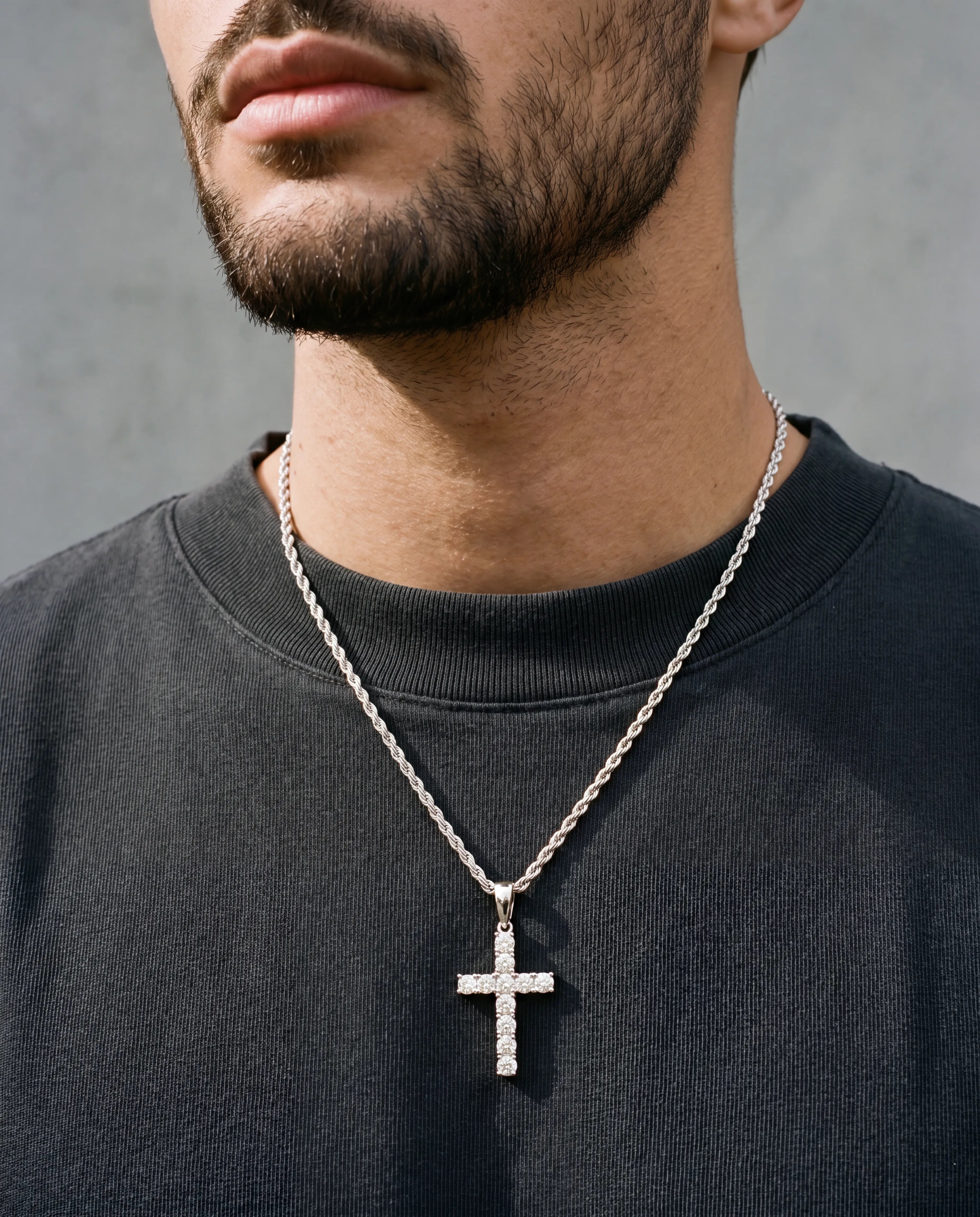 CROSS PIECE PENDANT - WHITE GOLD