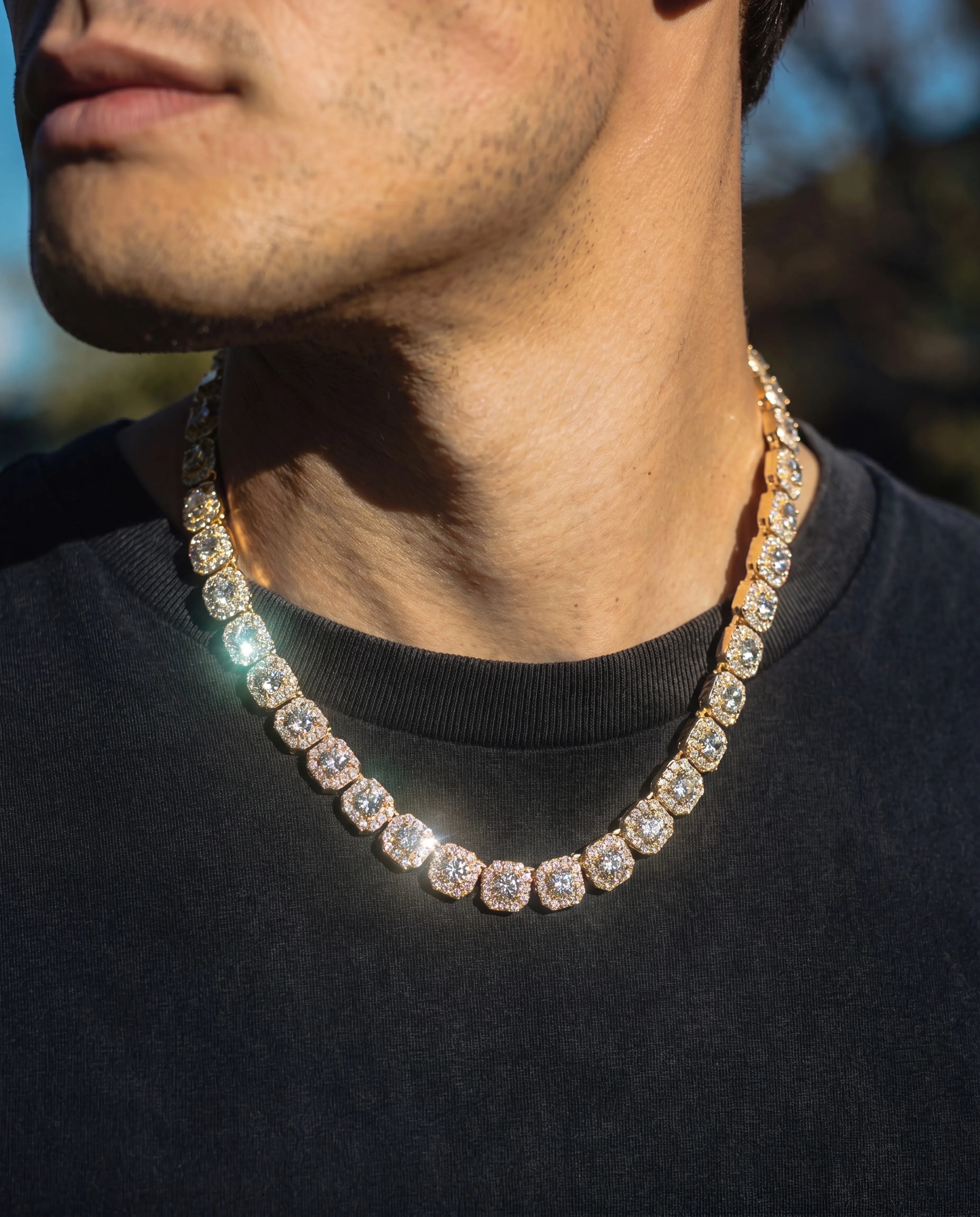10MM CLUSTERED TENNIS CHAIN - 18K GOLD