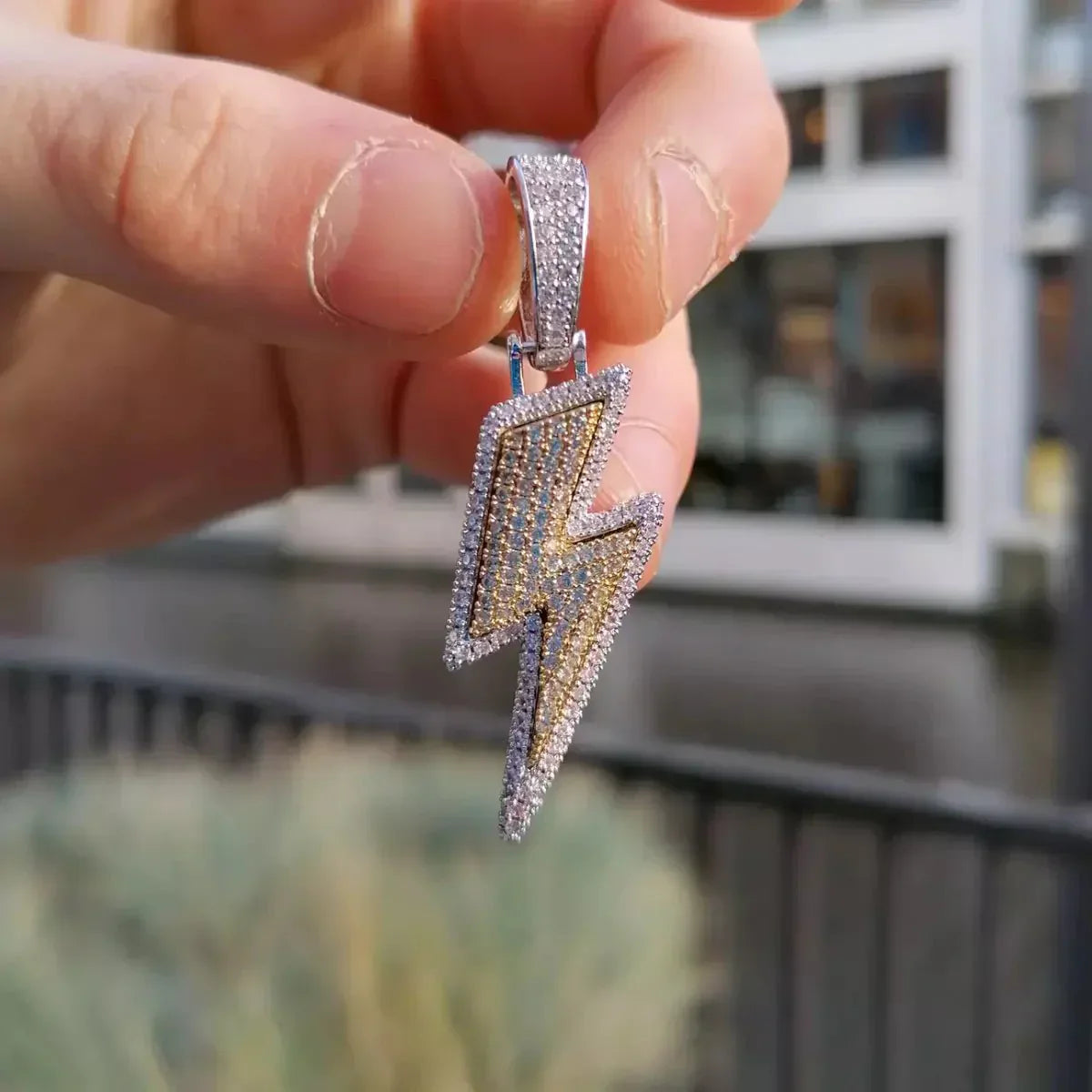 LIGHTNING BOLT PENDANT - WHITE GOLD - SANTMEZ®